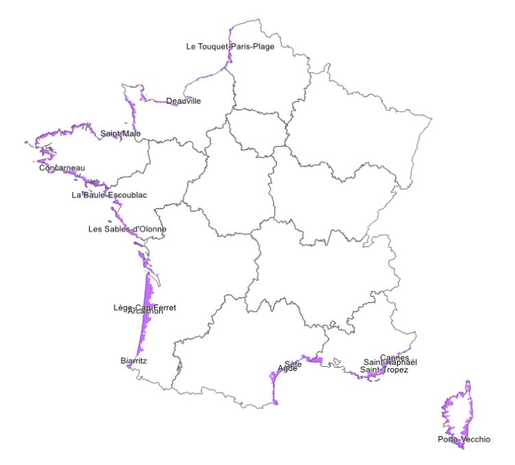 Localisation des stations balnéaires